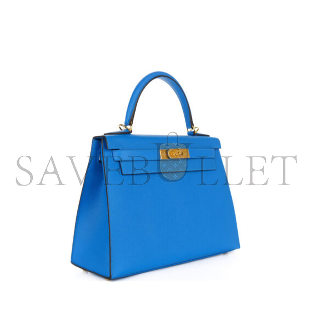 HERMÈS KELLY 25 BLEU HYDRA EPSOM SELLIER GOLD HARDWARE (25*17*7cm) 